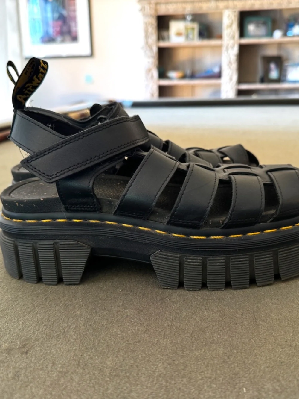 Dr. Martens Ricki Fisherman Black Leather Platform Sandals